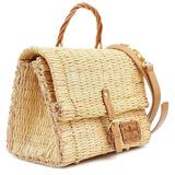 Sac cartable en jonc naturel I Mode portugaise Sac cartable en jonc 30cm - Naturel