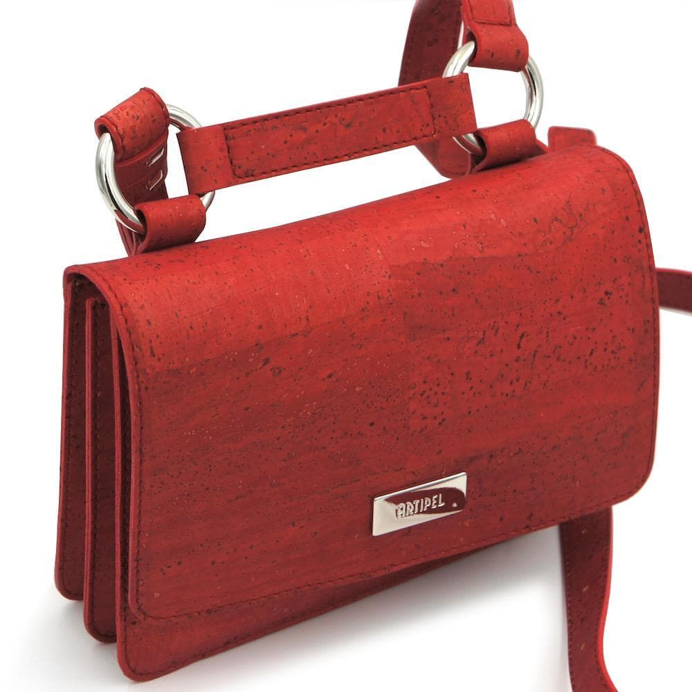 Red cork shoulder bag