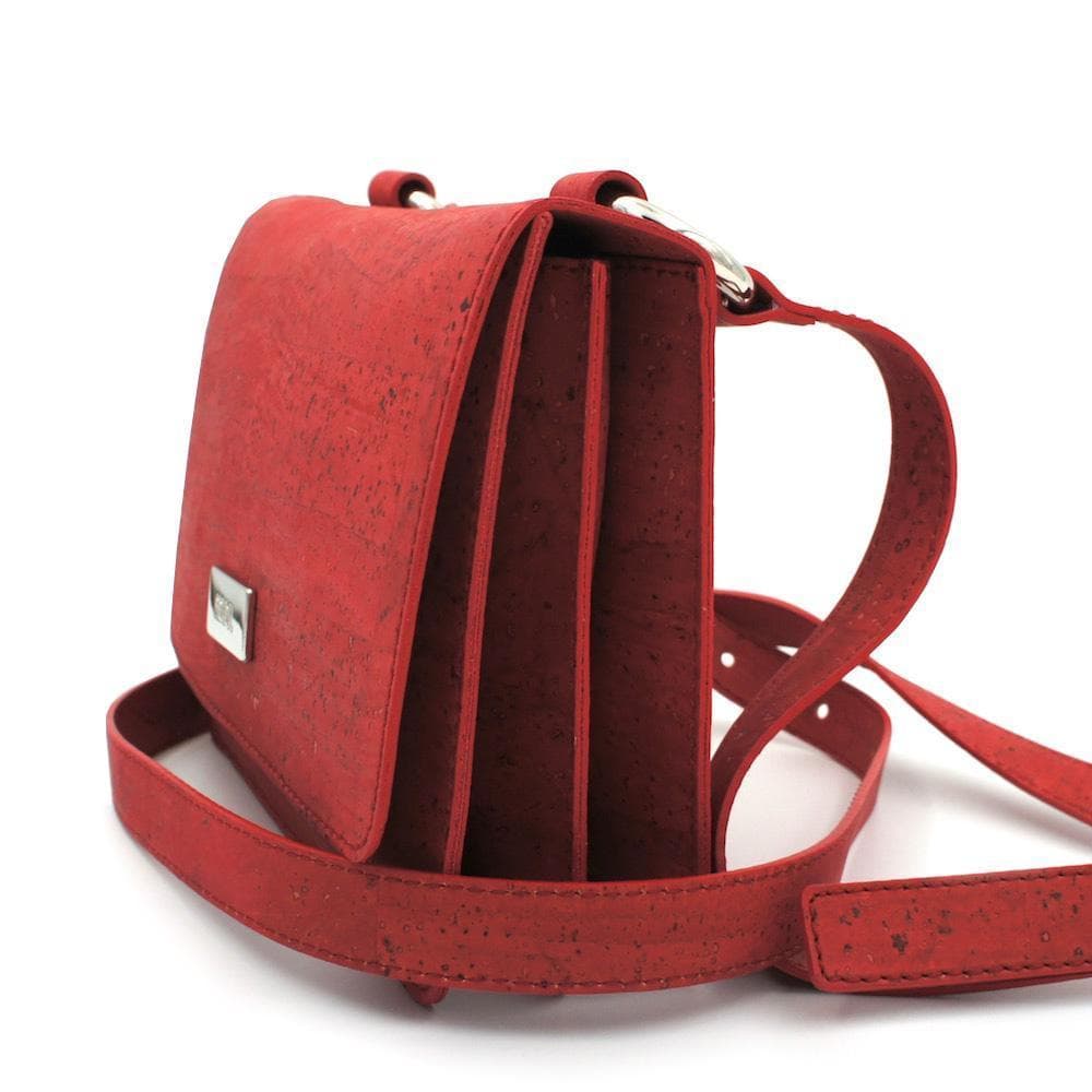 Red cork shoulder bag