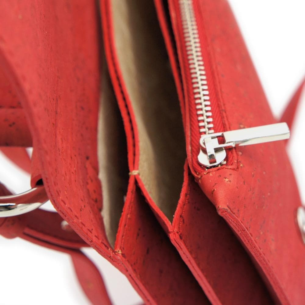 Red cork shoulder bag