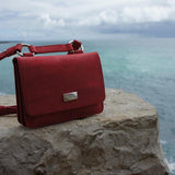 Red cork shoulder bag
