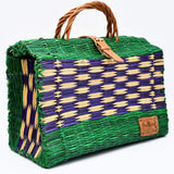 Reed Shopping Bag - 33cm - Green & Purple