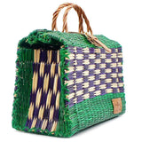 Reed Shopping Bag - 33cm - Green & Purple