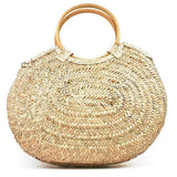 Oval woven straw bag