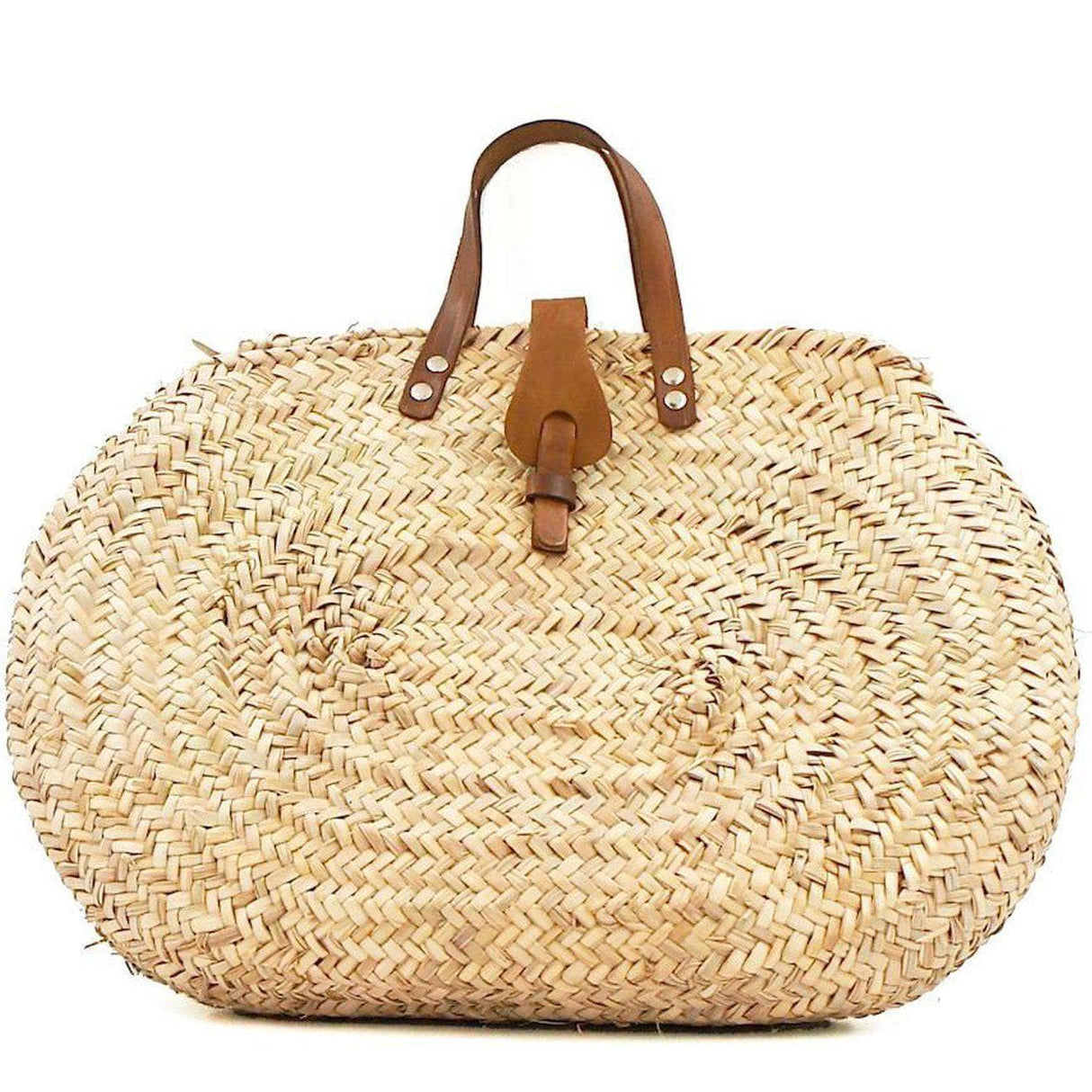 Oval woven straw bag