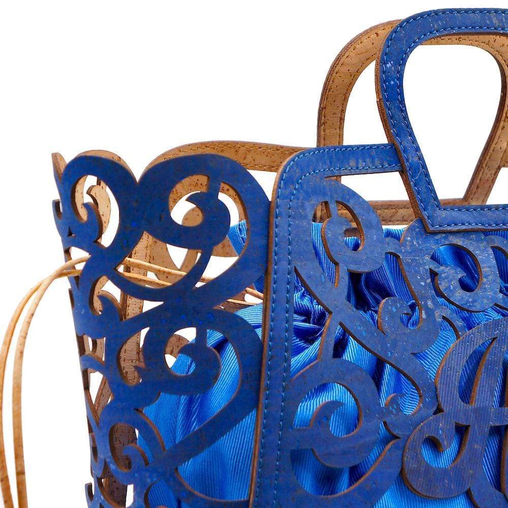 Cork basket bag - Blue