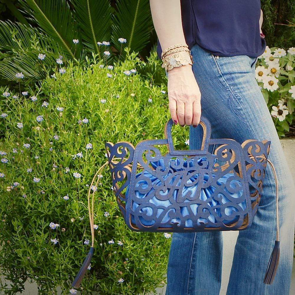 Cork basket bag - Blue