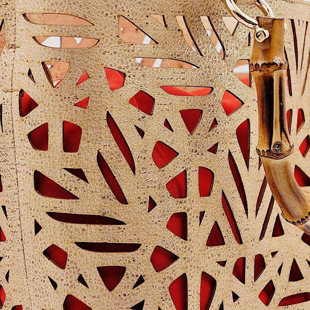 Cork basket bag I Golden and red