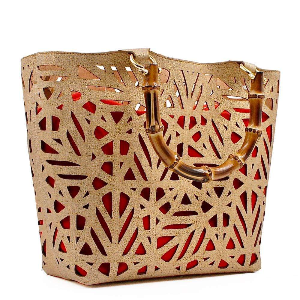 Cork basket bag I Golden and red