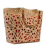 Cork basket bag I Golden and red