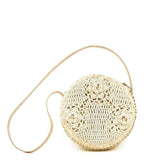 Round bag in woven straw and crochet - 25 cm