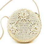 Round bag in woven straw and crochet - 25 cm