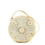 Round bag in woven straw and crochet - 31 cm