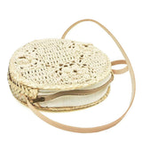 Round bag in woven straw and crochet - 31 cm