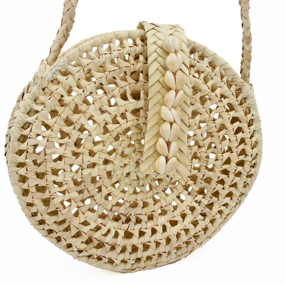 Round  bag in woven straw