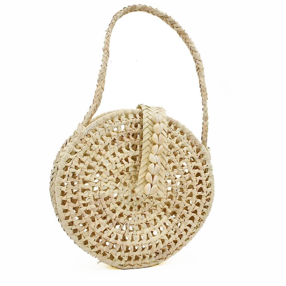 Round  bag in woven straw