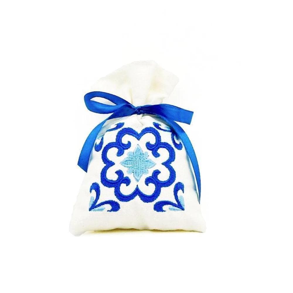 Azulejos I Embroidered linen lavender bag