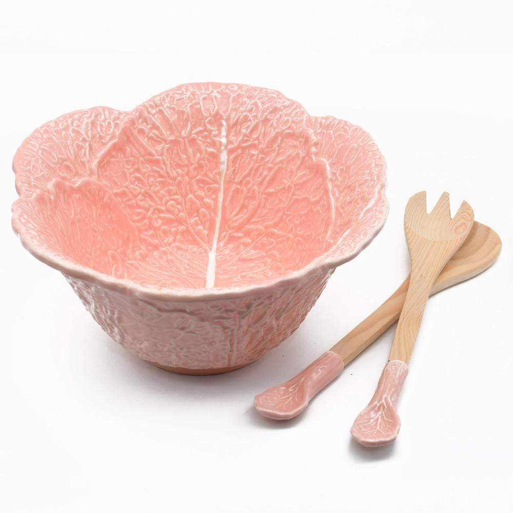 Saladier en forme de chou rose I Vaisselle traditionnelle portugaise Saladier haut en céramique "Couve" - Rose
