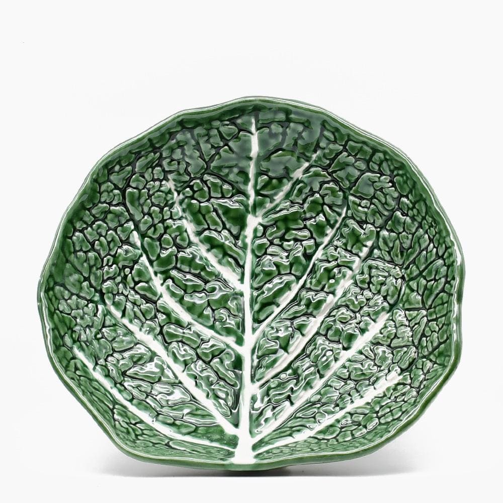 Saladier en forme de feuille de chou I Vaisselle portugaise Plat en céramique "Couve" 27cm - Vert