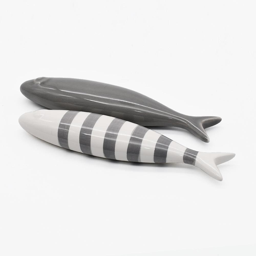 Sardine en céramique portugaise I A rayures I Vente en ligne Sardine en céramique à rayures - 11 couleurs Blanc I Gris