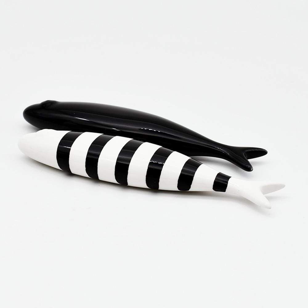 Sardine en céramique portugaise I A rayures I Vente en ligne Sardine en céramique à rayures - 11 couleurs Blanc I Noir