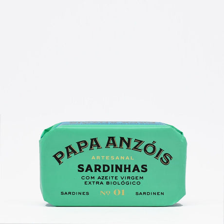 Sardines à l'huile d'olive biologique I Conserve portugaise Papa Anzóis I Sardines à l'huile d'olive vierge extra biologique