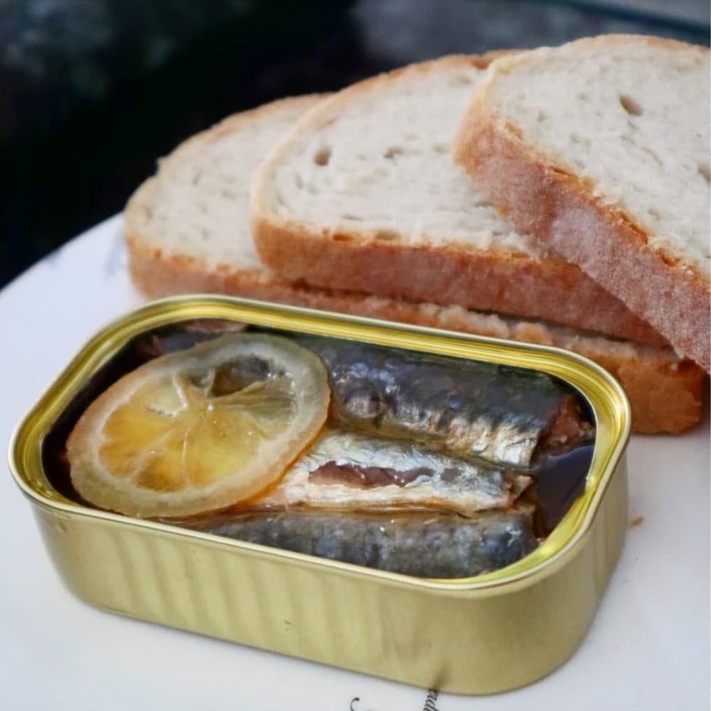 Sardines à l'huile d'olive et au citron I Conserve portugaise Sardines à l'huile d'olive vierge et au citron