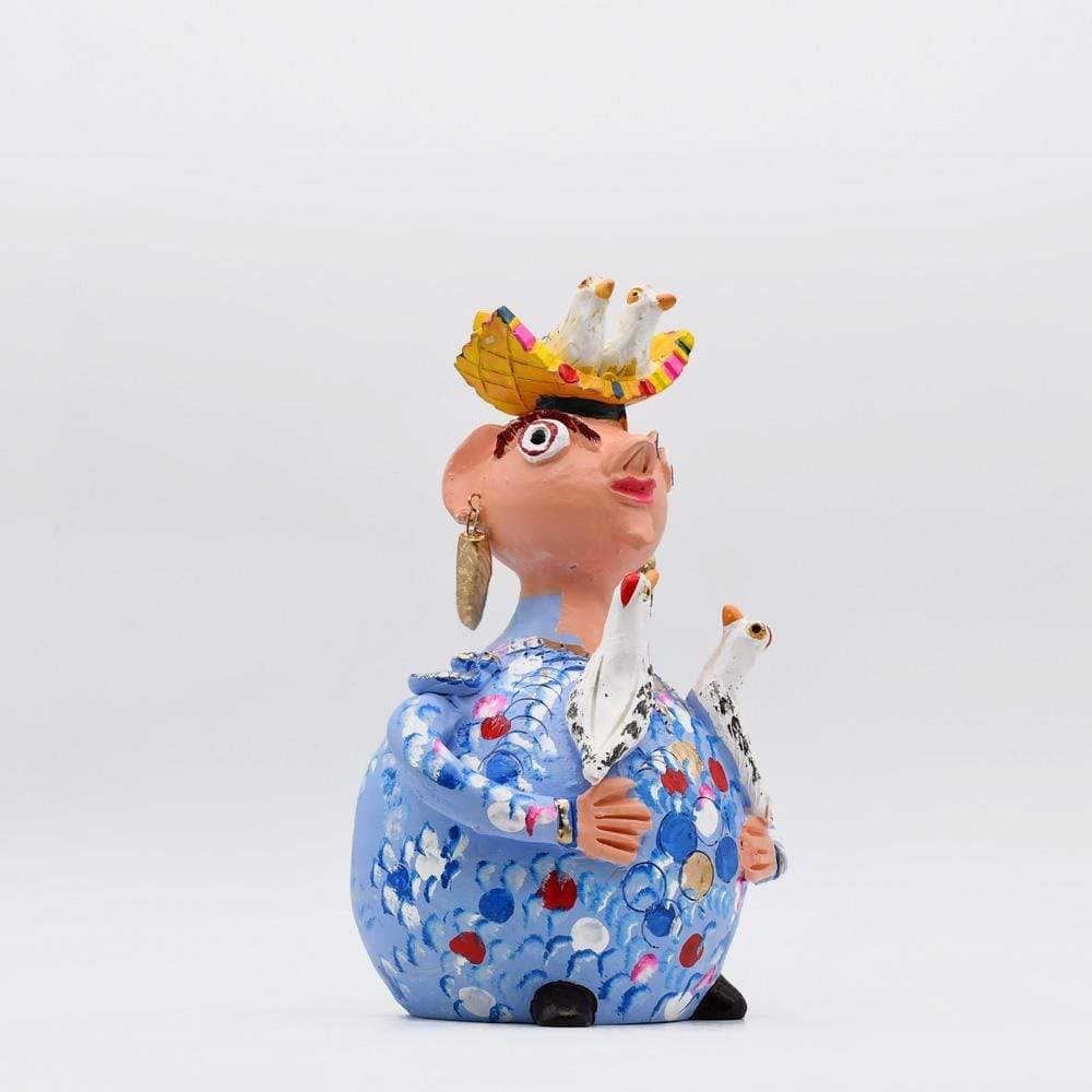 Statuette Boneca aos passarinhos I Julia Cota I Artiste portugaise Boneca Barriguda 30 cm - Jùlia Côta