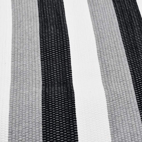 Tapis coton tressé Multicolore I Tapis artisanal portugais Tapis en coton rayé gris