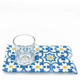 Fused glass cup and saucer "Azulejos"