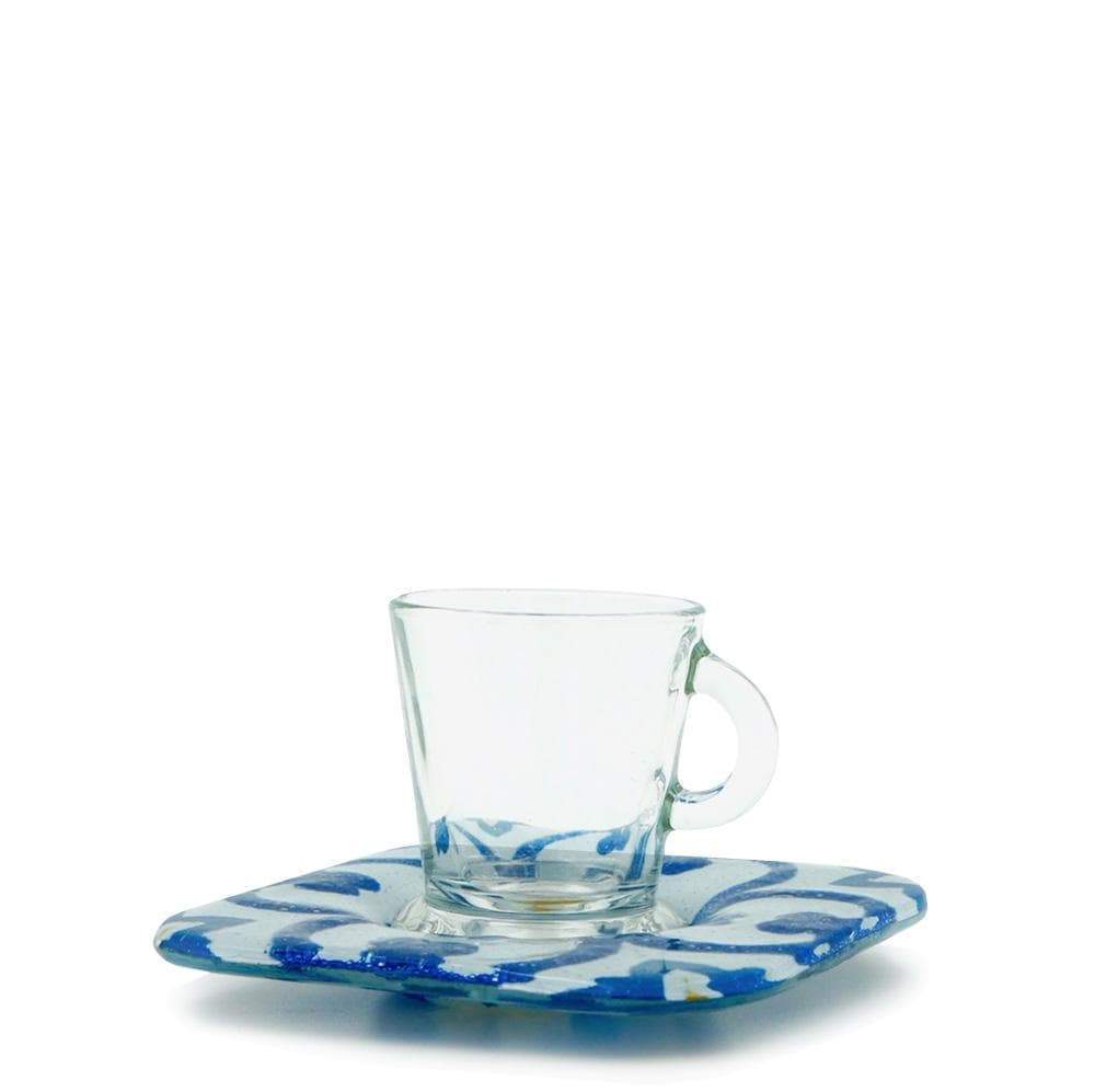 Azulejos I Fused glass cup and saucer