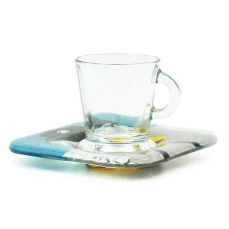 Tasse et sous tasse en verre fusionné "Electrico 28"