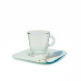 "Sardine" fused glass cup and saucer