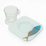 "Sardine" fused glass cup and saucer