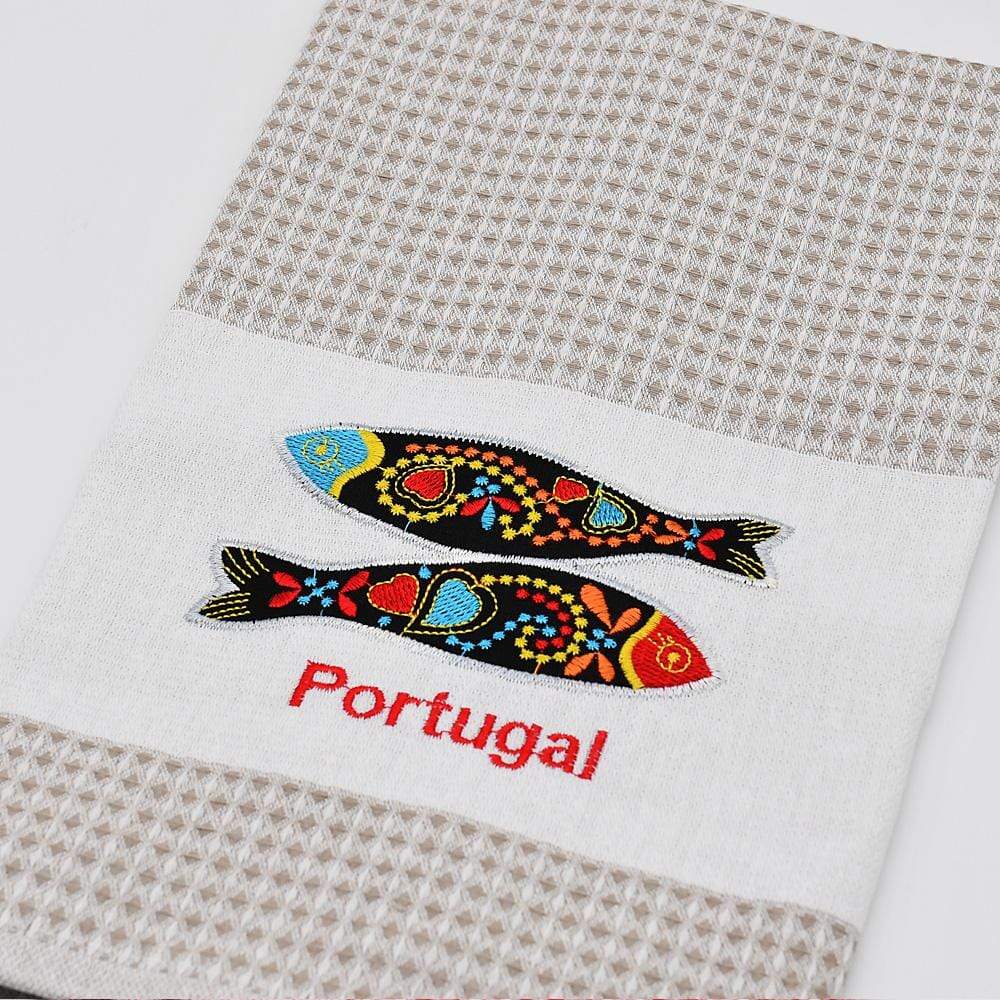 Torchon de cuisine beige brodé I Motifs portugais Torchon de cuisine beige brodé Beige