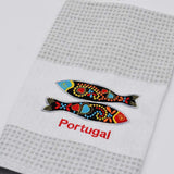 Torchon de cuisine beige brodé I Motifs portugais Torchon de cuisine beige brodé Gris