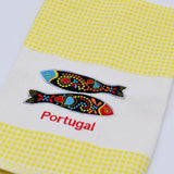 Torchon de cuisine beige brodé I Motifs portugais Torchon de cuisine beige brodé Jaune
