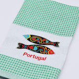 Torchon de cuisine beige brodé I Motifs portugais Torchon de cuisine beige brodé Vert