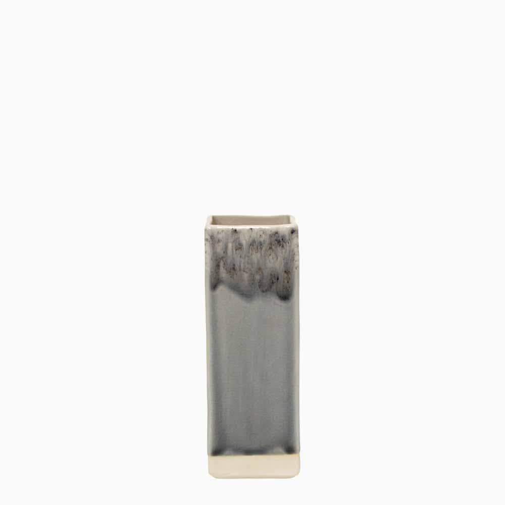 Vase carré en grès gris I Objet de décoration du Portugal Vase carré en grès "Madeira" - Gris