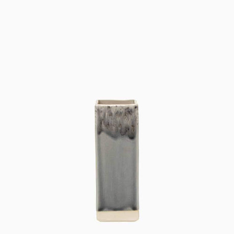 Vase carré en grès gris I Objet de décoration du Portugal Vase carré en grès "Madeira" - Gris