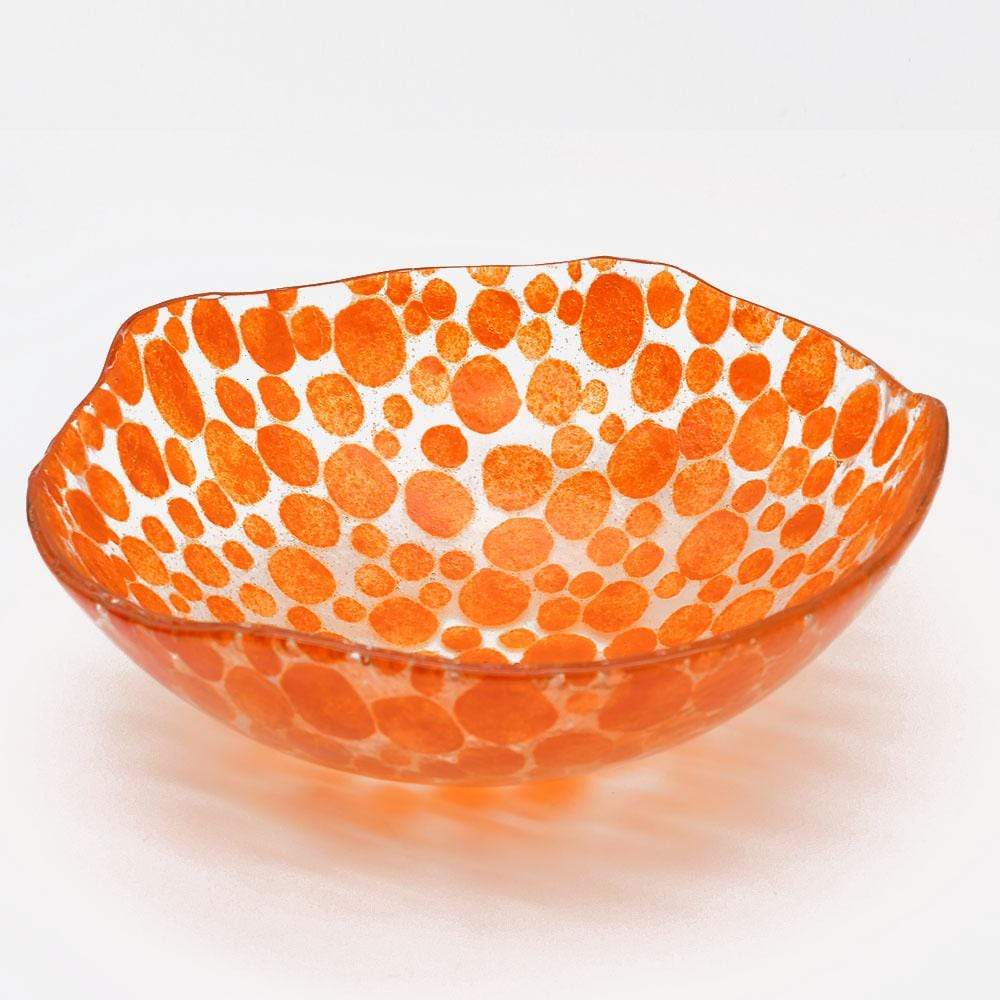 Vase en verre de Marinha Grande I Artisanat portugais Saladier en verre orange