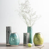 Vase ovale en grès "Madeira" - Vert
