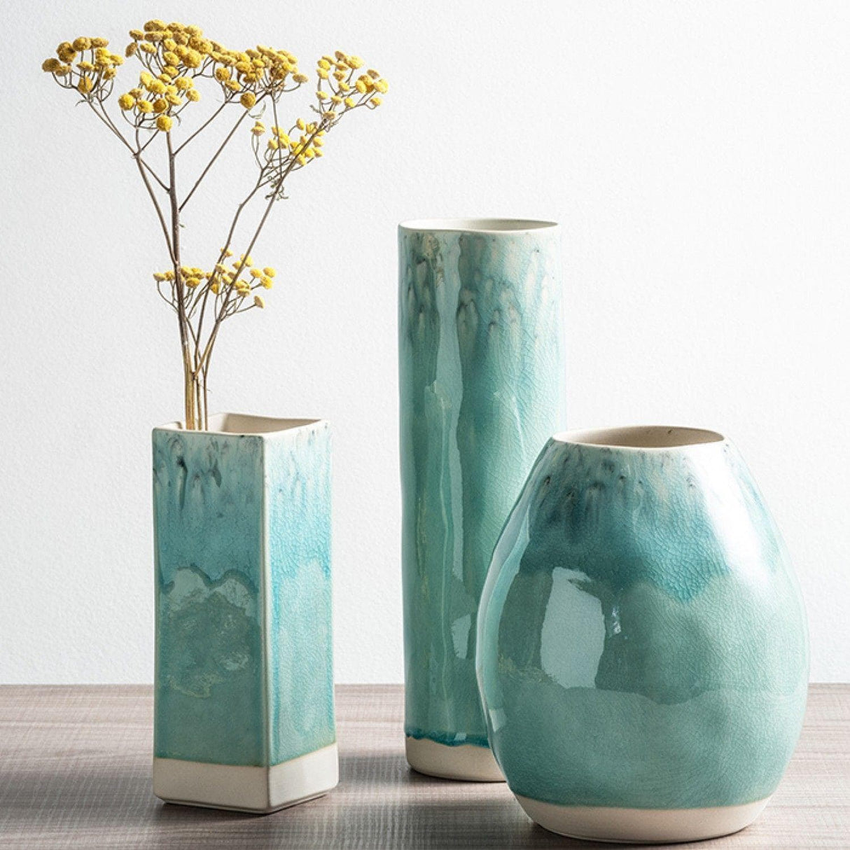 Vase ovale en grès "Madeira" - Vert