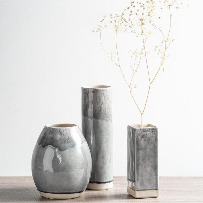 Madeira I Fine Stoneware Oval Vase - Grey