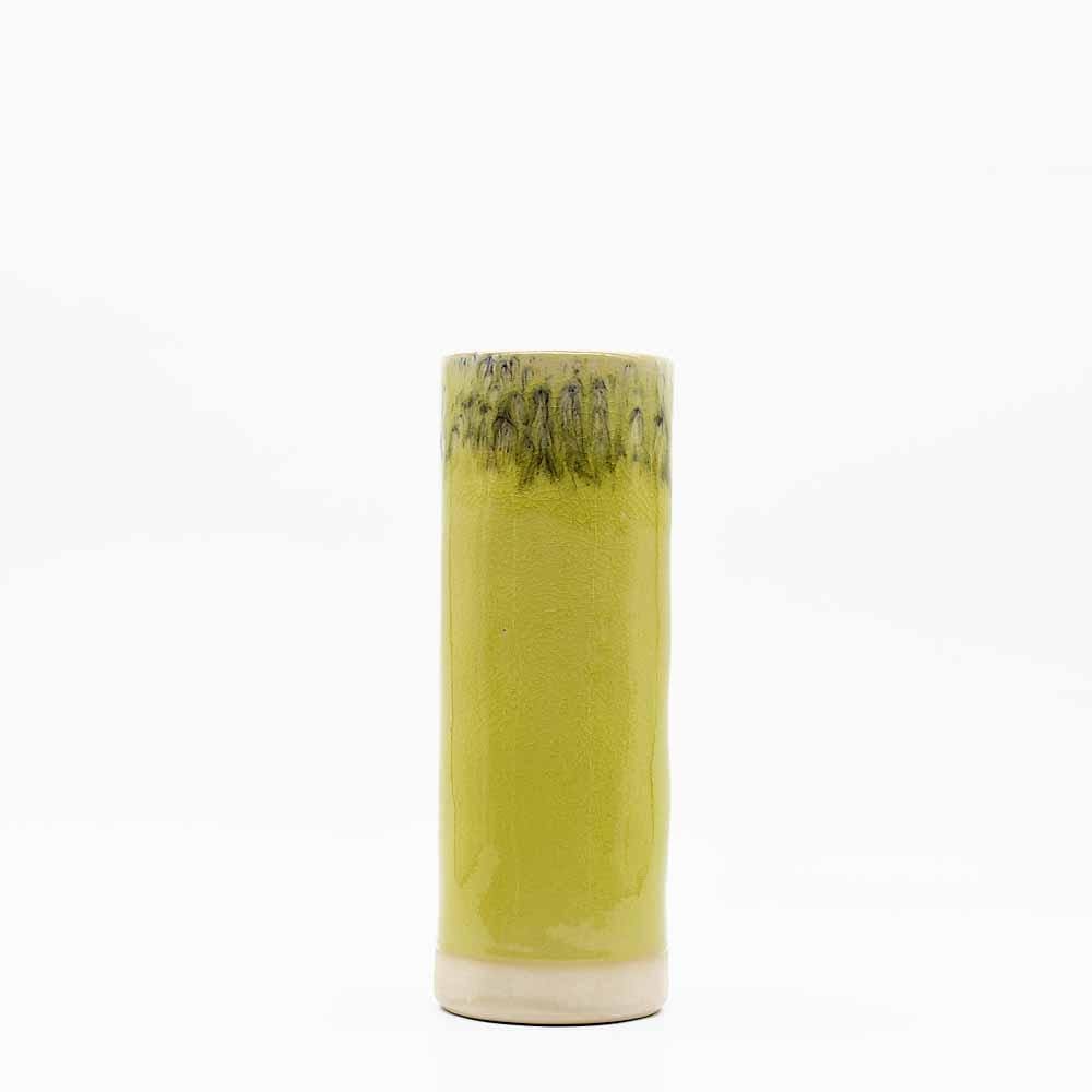 Vase rond en grès vert citron I Objet de décoration du Portugal Vase rond en grès Vert citron "Madeira"