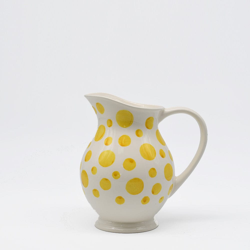 Vase unique en céramique Bleue cobalt Pichet à pois en céramique - Jaune