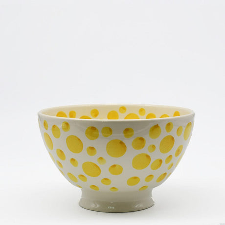 Vase unique en céramique Bleue cobalt Saladier à pois en céramique - Jaune